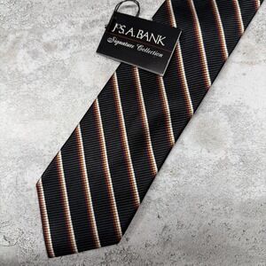 Jos. A. Bank Silk Tie Mens One Size Black Striped Made In China Necktie